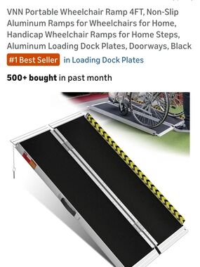 Portable Folding Wheelchair Ramp with Non-Slip Surface